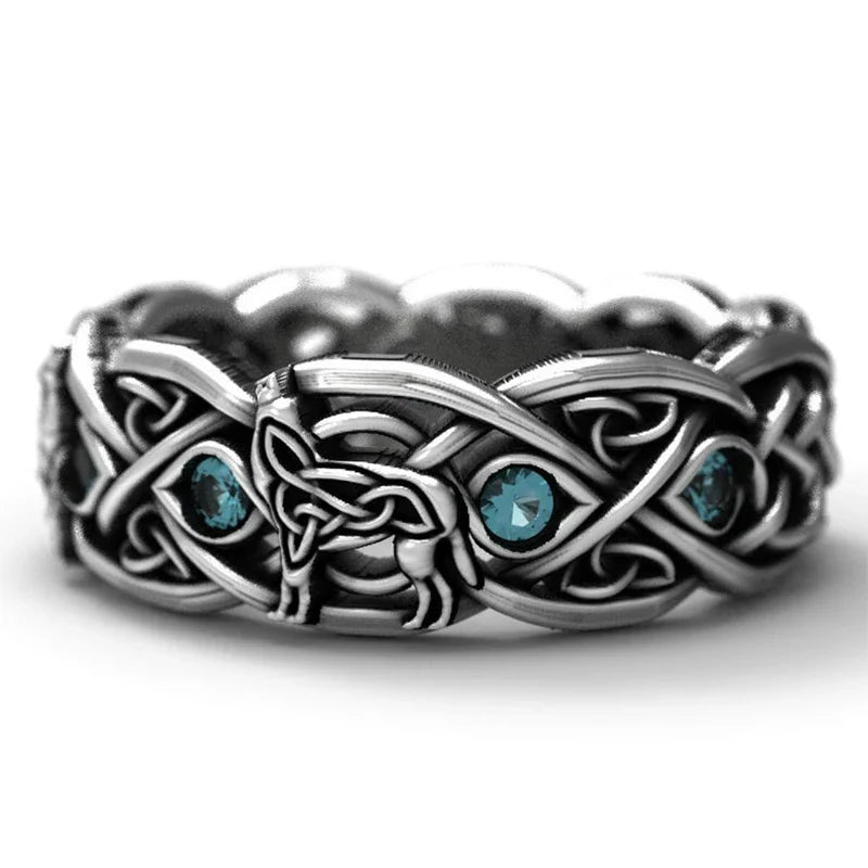 Huitan Viking Giant Wolf Ring – Nordic Mythology Totem, Unisex Punk Hip Hop Fashion Jewelry Gift
