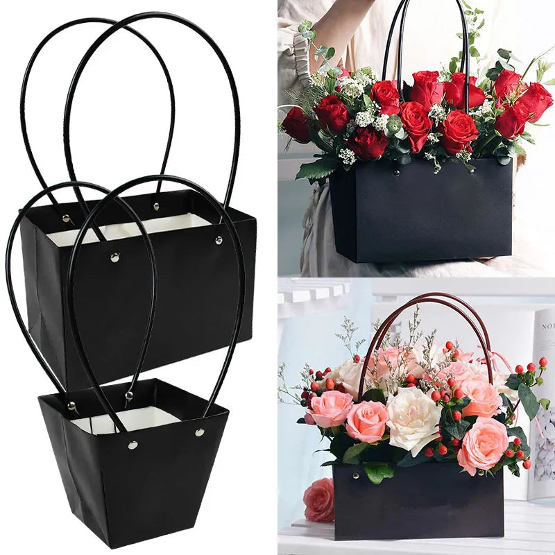 Portable Waterproof Kraft Flower Box Gift Bag - Ideal for Wedding, Party, and Birthday Gift Packaging