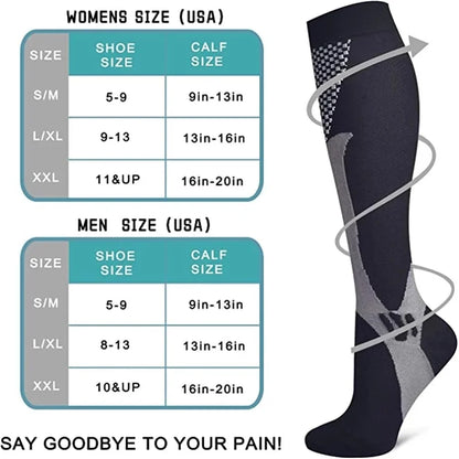 Compression Socks for Running - Men and Women's Anti-Fatigue Pain Relief, 20-30 mmHg Black Sports Compression Socks