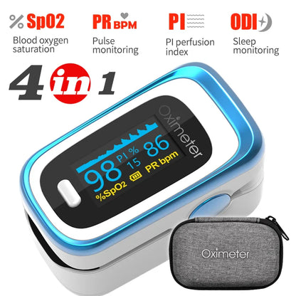 KIUZOU Finger Pulse Oximeter – SPO2, PR, PI, RR Blood Oxygen Saturation and Heart Rate Monitor with OLED Display