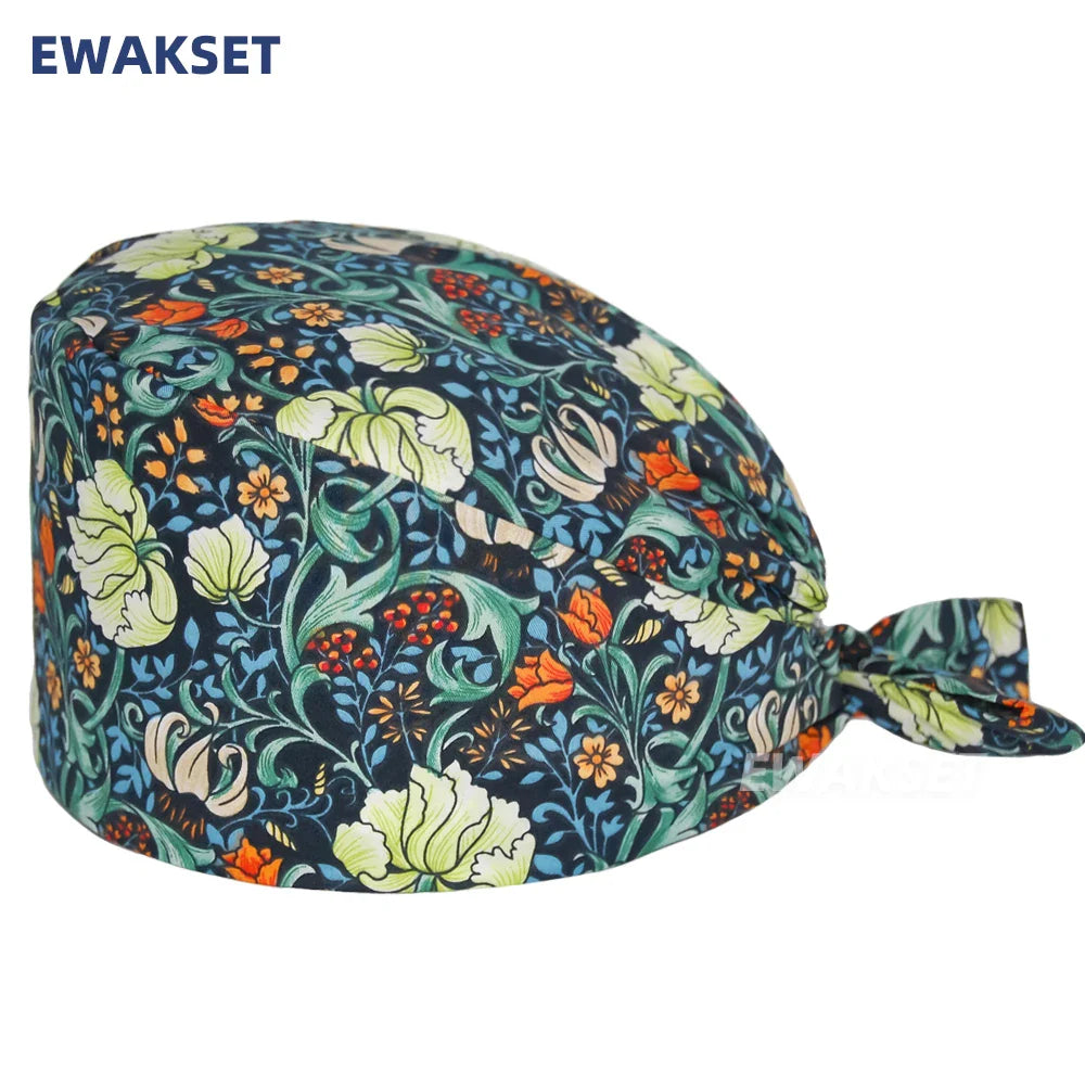 Unisex Soft Scrub Cap – Cartoon Print Surgical Hat for Men and Women, Operating Room Nursing Accessories