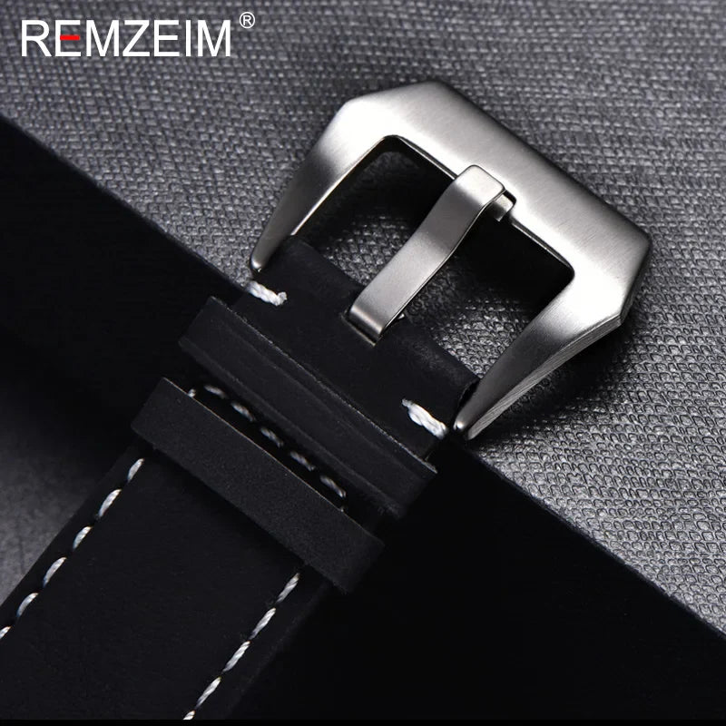 Genuine Leather Watch Band – Vintage Matte Black, Blue & Brown Strap for Men & Women, 18mm-24mm Wrist Bracelet