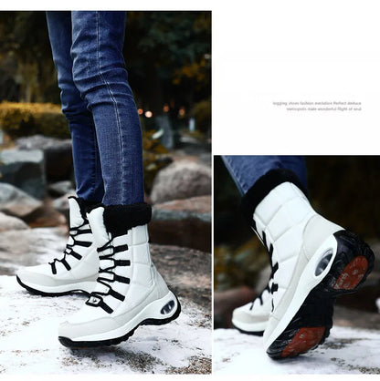 Women’s Waterproof Winter Snow Boots – Warm Plush Fur, Non-Slip Outdoor Platform Ankle Boots