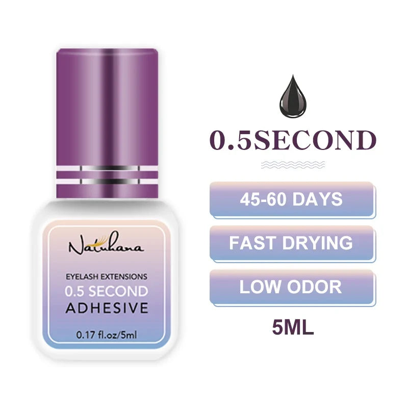 Professional Eyelash Extension Glue - 5ml Fast Drying Lash Adhesive with 0.3S-3S Dry Time for Strong False Lash Application