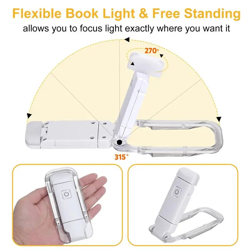 LED USB Rechargeable Book Light - Portable Clip Desk Light for Reading, Eye Protection Night Lamp, Bookmark Read Light
