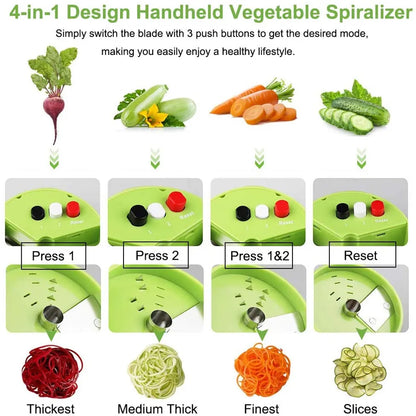 Adjustable Handheld Spiralizer Vegetable Fruit Slicer - Rotary Grater Cutter for Easy Salad Prep