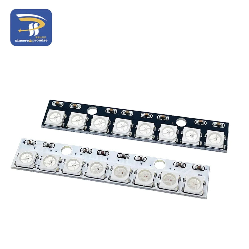 8-Bit WS2812B RGB LED Lamp Panel Module - 5V 5050 Full-Color Rainbow Lights for Arduino Projects
