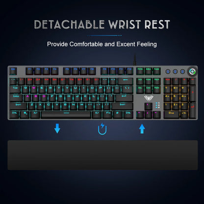 AULA F2088 Mechanical Gaming Keyboard – 104 Keys, Anti-Ghosting, Brown/Blue Switch, Wired RGB Backlit for PC & Laptop