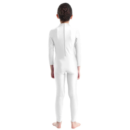 Kids Girls Full Body Gymnastics Bodysuit, Ballet Dance Jersey Leotard, Jumpsuit Sports Unitard, Children Dancewear and Sportswear