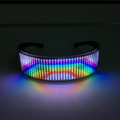 App-Controlled Bluetooth LED Party Glasses - Customizable Languages, USB Charge, Flashing Luminous Eyewear for Christmas, Concerts, and Sunglasses