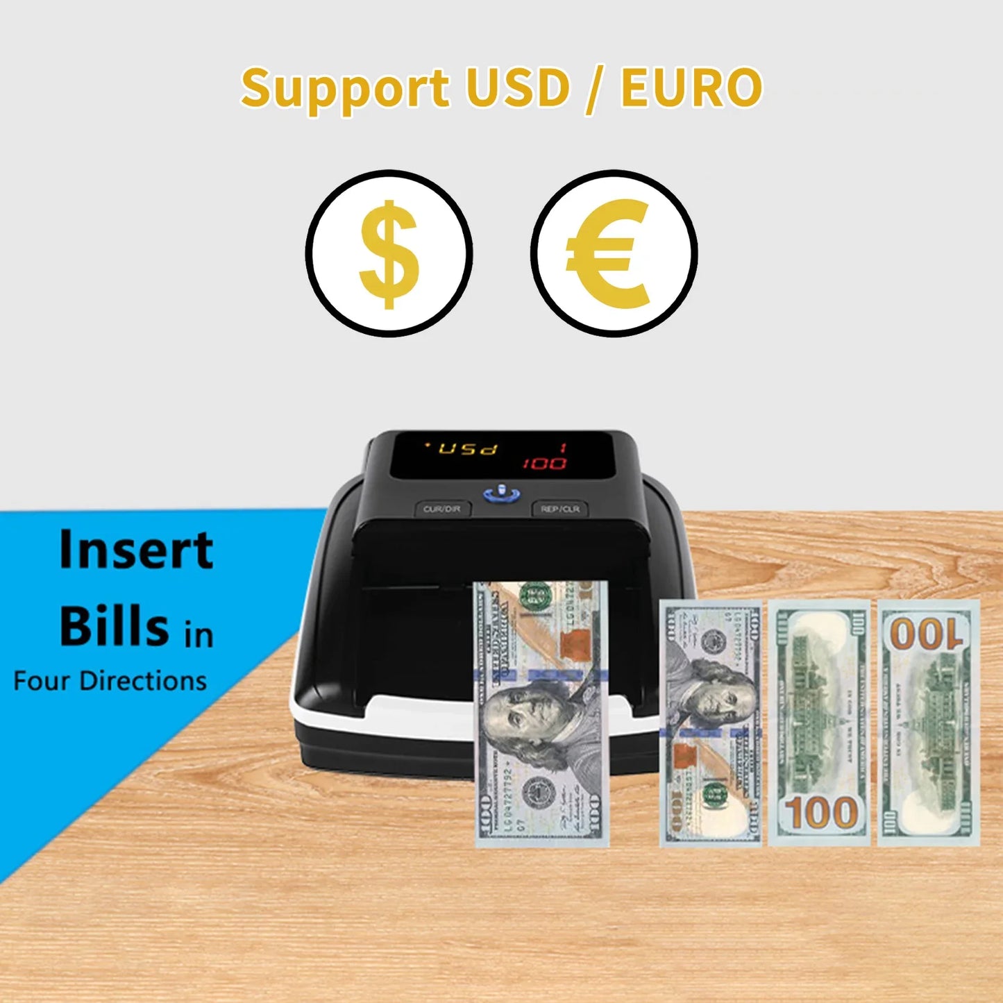 Bisofice Portable Mini Money Counter – Automatic Bill Counter with UV/MG/IR Counterfeit Detection & Paper Quality Check