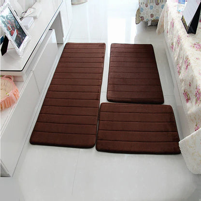 Water Absorption Anti-Slip Bath Mat Set - Bathroom, Toilet, Living Room, Bedroom Floor Carpet (1PC/3PC)
