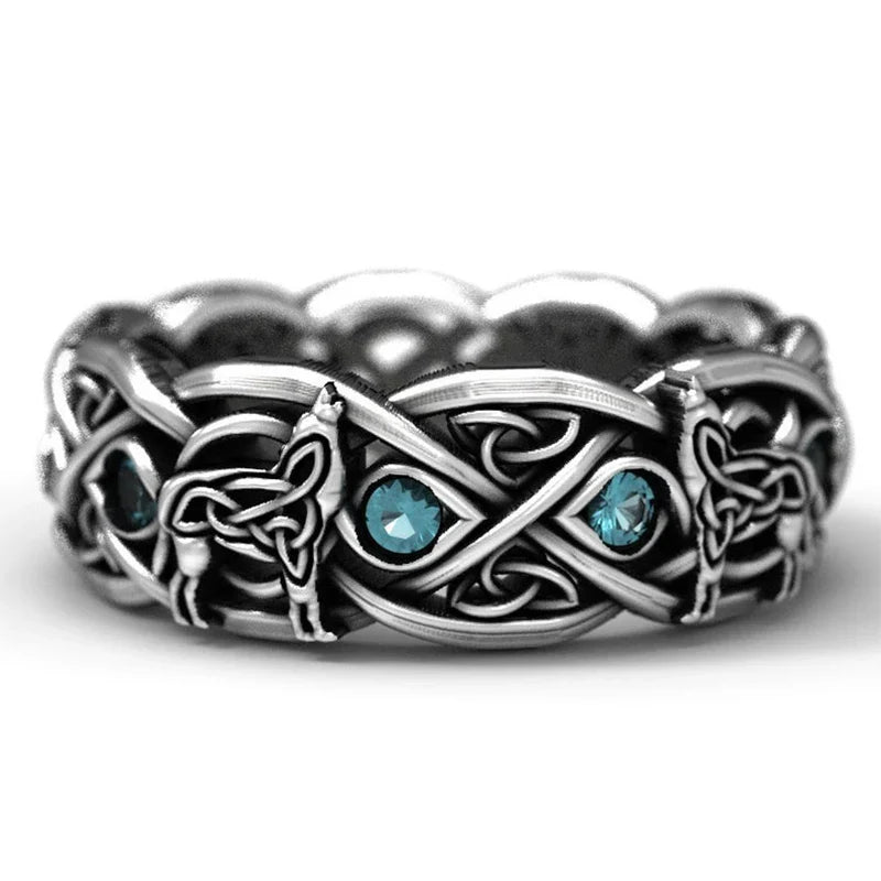 Huitan Viking Giant Wolf Ring – Nordic Mythology Totem, Unisex Punk Hip Hop Fashion Jewelry Gift
