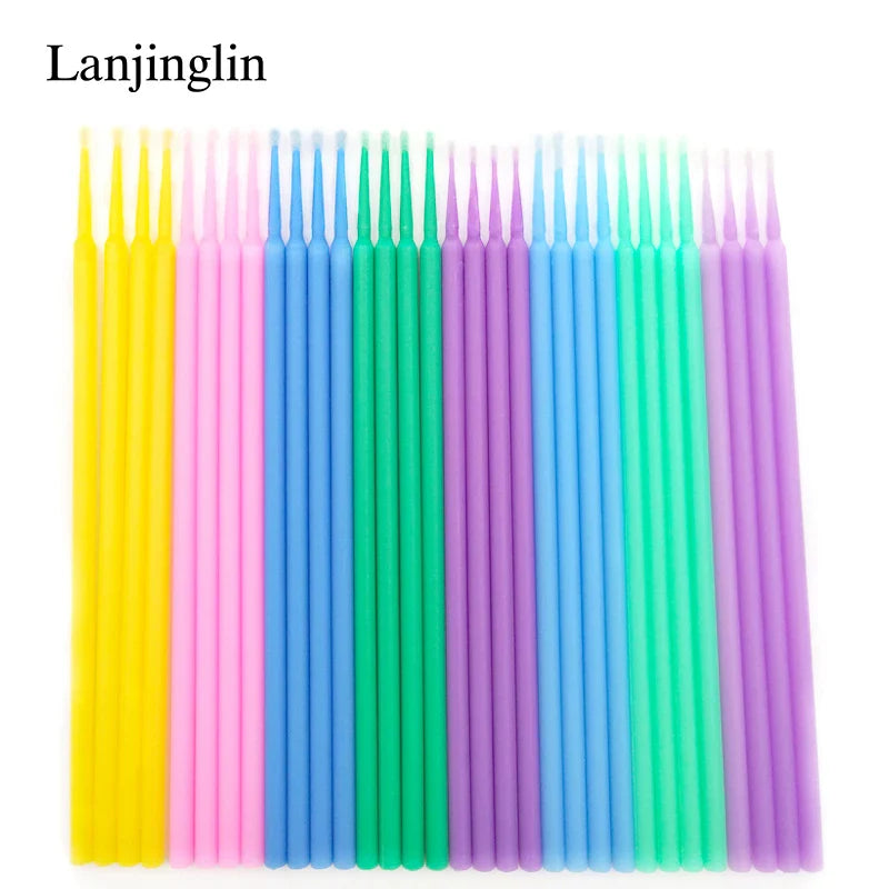 100/200pcs Eyelash Cleaning Brushes — Micro Cotton Swabs & Microbrushes for Lash Extensions, Makeup Removal & Beauty Care