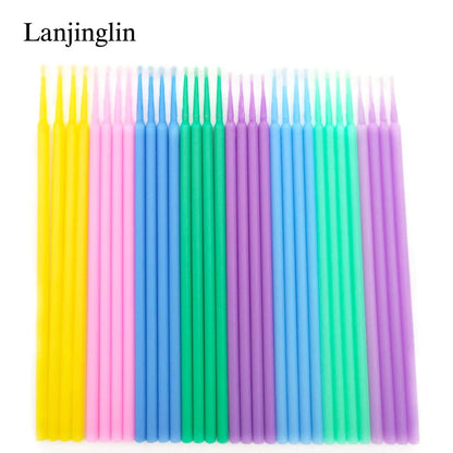 100/200pcs Eyelash Cleaning Brushes — Micro Cotton Swabs & Microbrushes for Lash Extensions, Makeup Removal & Beauty Care