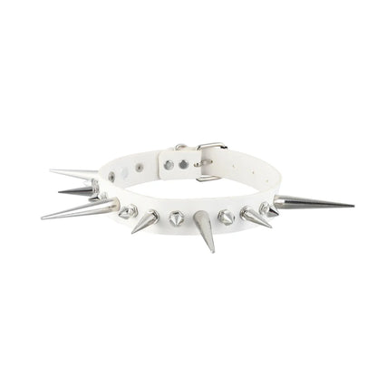 Punk Long Spike Choker – Studded Faux Leather Collar for Men & Women, Goth Rivet Necklace