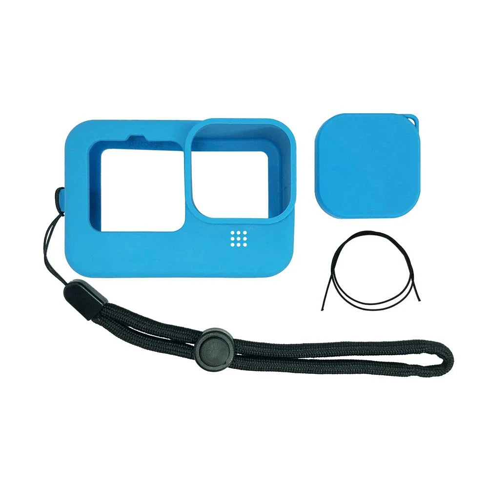 Protective Silicone Case for GoPro Hero 12/11/10/9 Black – Tempered Glass Screen Protector & Lens Cap Cover Accessory