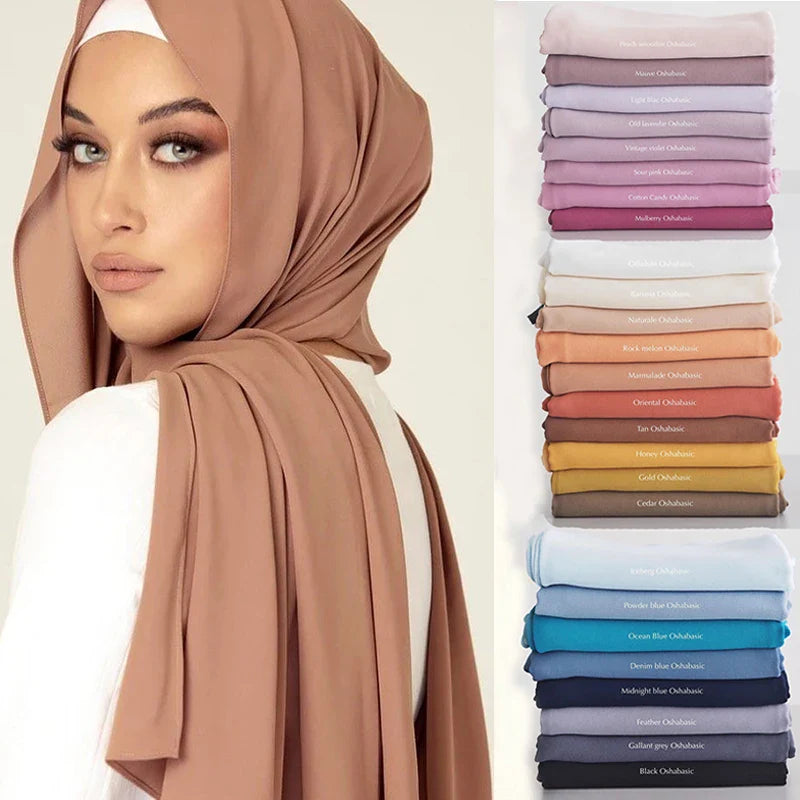 Women’s Solid Chiffon Instant Hijab – Ready-to-Wear Islamic Scarf, Muslim Shawl & Arab Head Wrap
