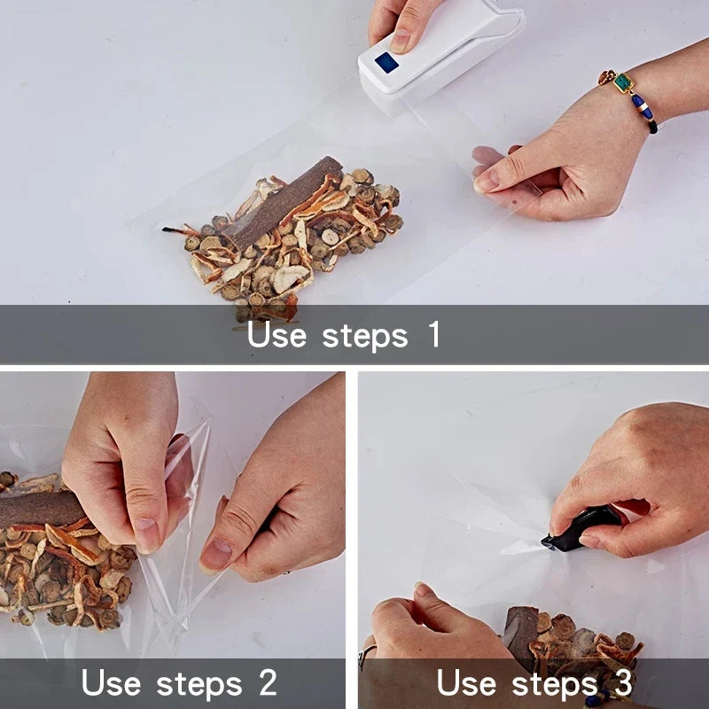 saengQ Mini Portable Bag Sealer – Multi-Function Home Plastic & Snack Storage Sealing Machine