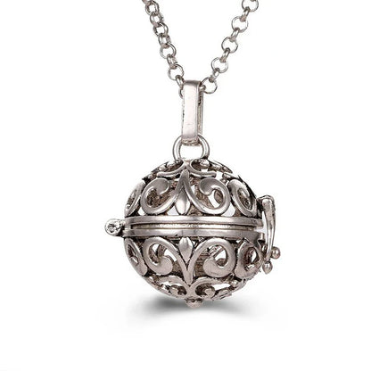 Mexico Music Ball Hollow Zircon Pendant Necklace – Vintage Perfume Aromatherapy Locket for Women