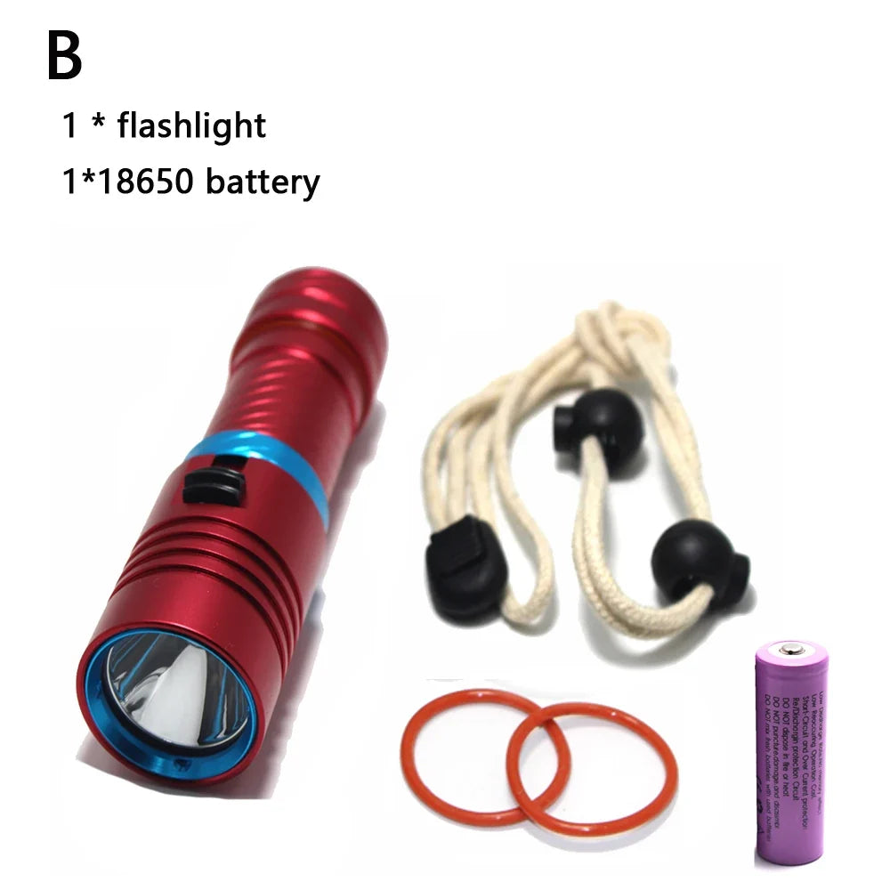 IPX8 Waterproof Diving Flashlight - 100M Underwater Professional Dive Light