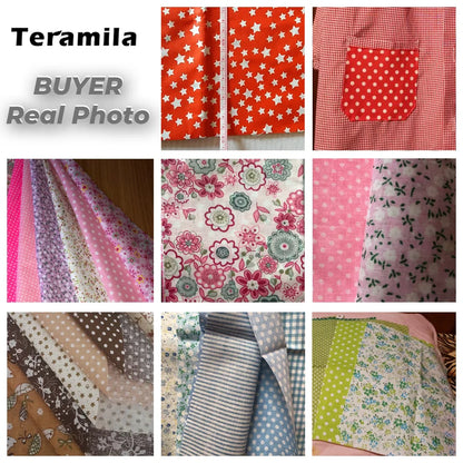 Teramila 7/8 Pcs Patchwork Quilt Fabrics Set - 30x30cm/25x25cm Cotton Sewing Cloth for Needlework and Handmade Projects