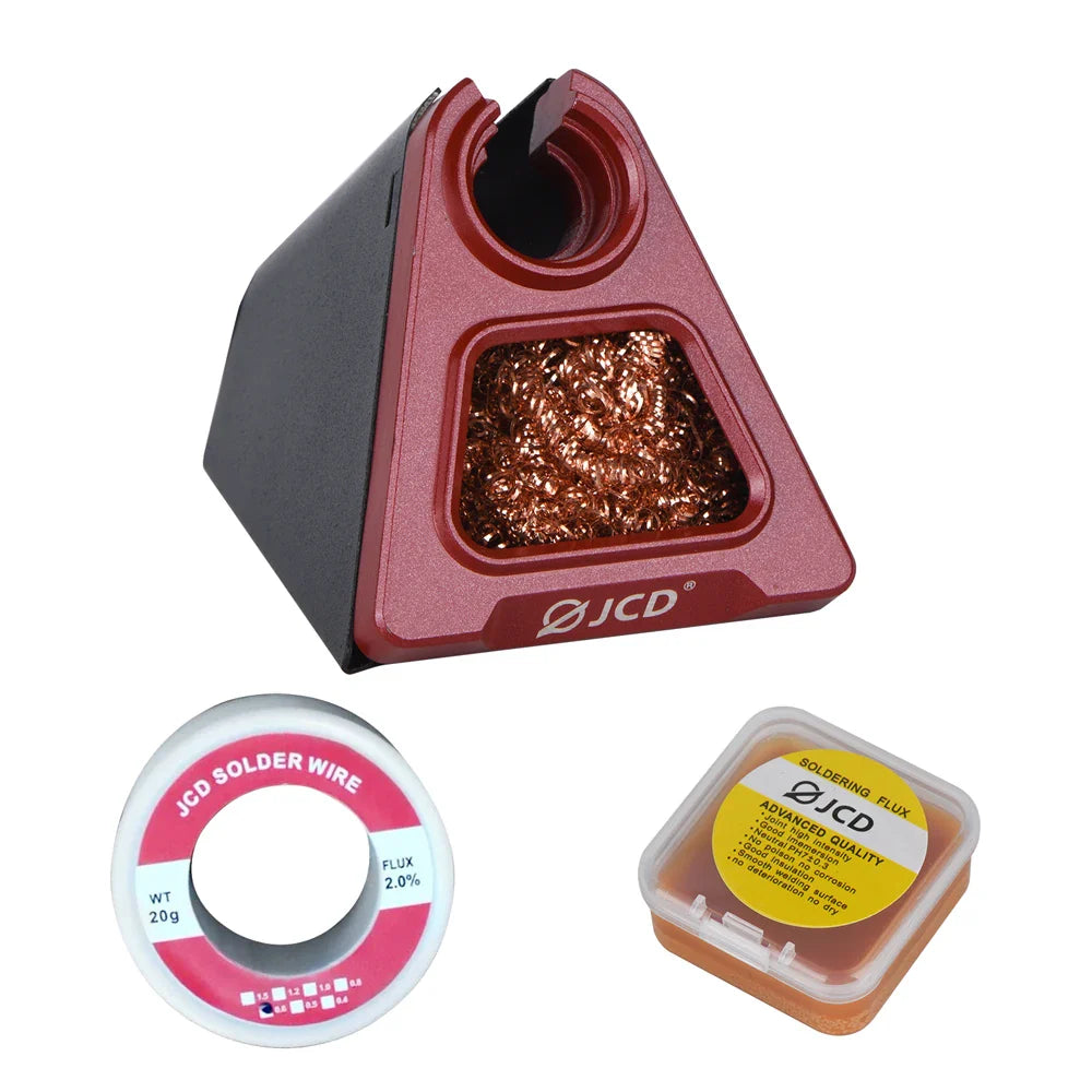 JCD 820 Aluminum Alloy Soldering Iron Stand – Electric Holder with Copper Cleaning Ball & RMA Flux