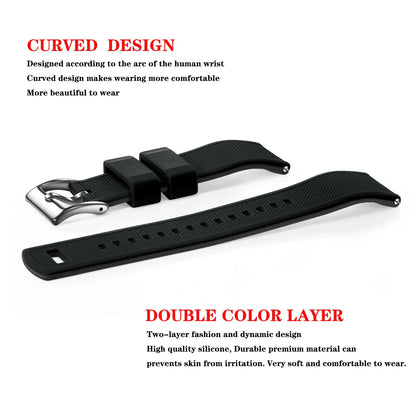 Premium Silicone Watch Band – Quick Release Rubber Strap, 18mm 20mm 22mm Replacement Watchband