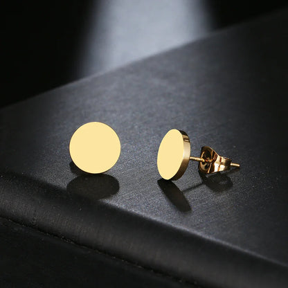 Minimalist Stainless Steel Round Stud Earrings – Classic Fashion Jewelry for Women