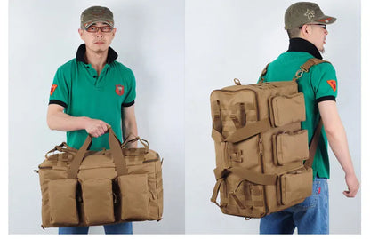 55L Tactical Duffel Bag – Large Camping Backpack for Hiking, Mountaineering, Travel & Gym, Men's Weekend Utility Bag
