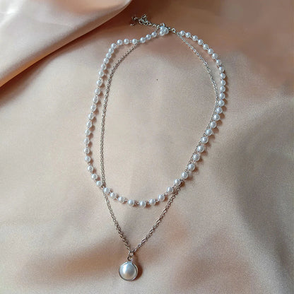 SUMENG 2024 Kpop Pearl Choker Necklace – Double Layer Pendant Jewelry Gift for Women