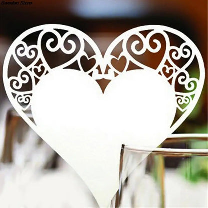 Laser Cut Bird Heart Place Cards - 50pcs Wedding Table Decoration & Party Decor