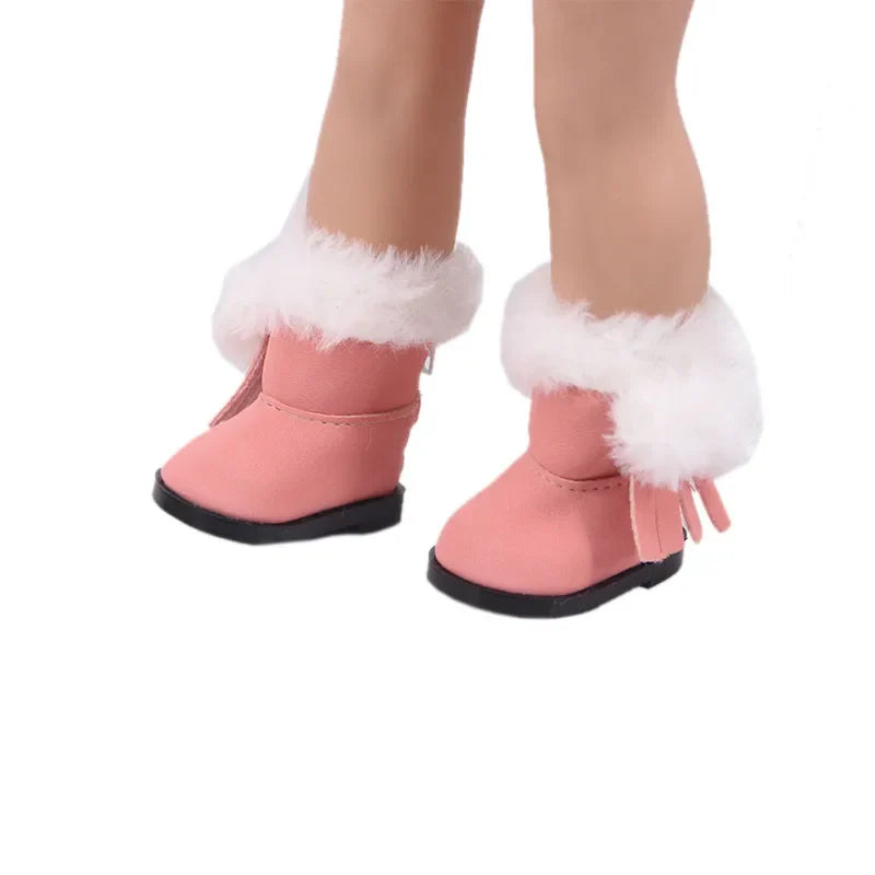 5CM Doll Snow Boots – Pop Plush Canvas Shoes for 14.5" Dolls, 32-36CM Paola Reina & 20CM Cotton Dolls Accessories