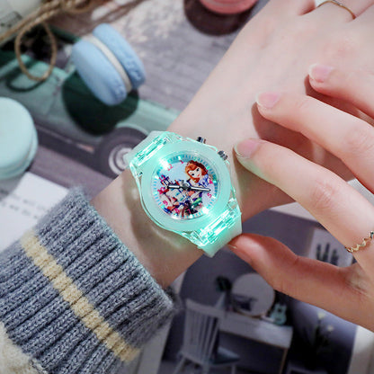 Disney Frozen Princess Kids Watch - Girls' Luminous LED Colorful Wristwatch for Students & Ladies