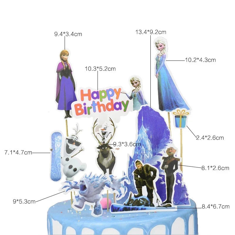 Frozen Elsa Anna Princess Cake Toppers - 1 Piece, Perfect for Girls' Birthday Party Decorations