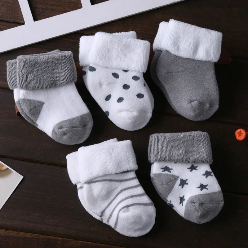 Kiddiezoom 5 Pairs Non-Skid Baby Socks – Unisex Cotton Shoes for 0-12 Months Baby Boys & Girls