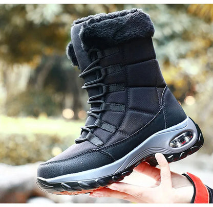 Women’s Waterproof Winter Snow Boots – Warm Plush Fur, Non-Slip Outdoor Platform Ankle Boots