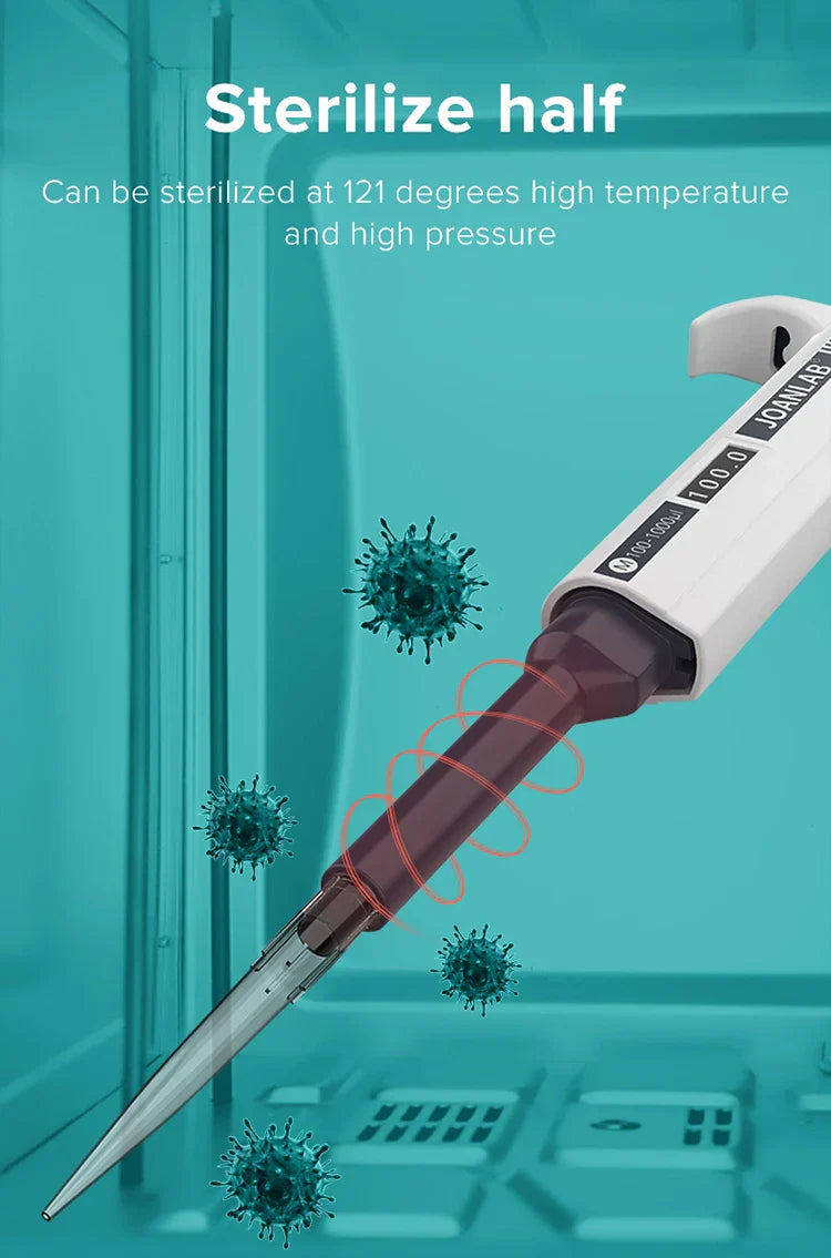 JOANLAB Digital Micropipette — Automatic Adjustable Plastic Pipette for Laboratory & Chemistry Experiments, Includes Pipette Tips