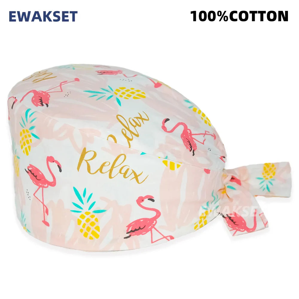 Unisex Soft Scrub Cap – Cartoon Print Surgical Hat for Men and Women, Operating Room Nursing Accessories