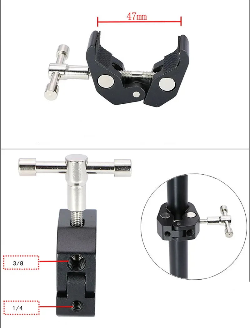 Super Clamp with 7"/11" Adjustable Magic Arm | Articulating Mount for Monitor, LED Light, DSLR Camera, Flash & LCD Video Gear