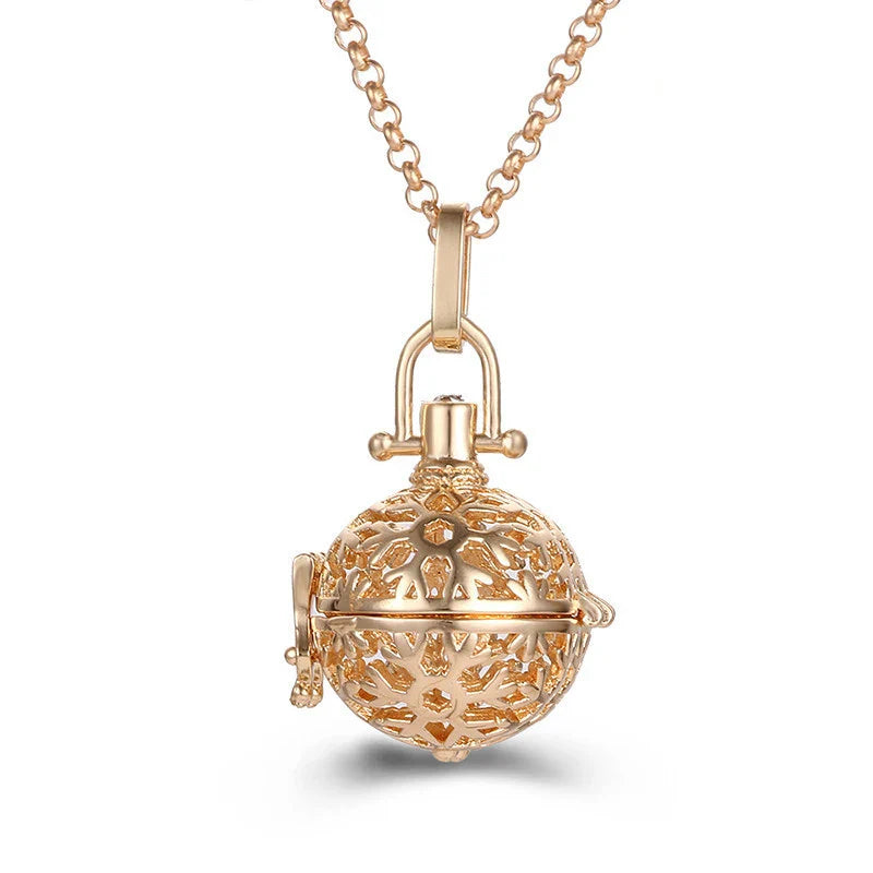 Mexico Music Ball Hollow Zircon Pendant Necklace – Vintage Perfume Aromatherapy Locket for Women