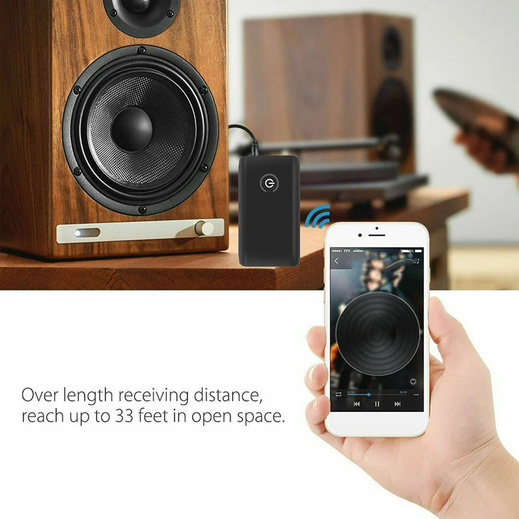 Bluetooth 5.0 Wireless Audio Transmitter & Receiver – Rechargeable 3.5mm AUX HiFi Adapter for TV, PC & Car Speakers