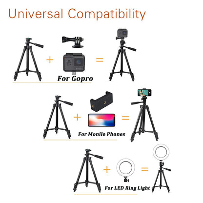 NA-3120 Phone Tripod Stand 40-inch Universal Photography - Aluminum Travel Tripod for Gopro, iPhone, Samsung, Xiaomi, Huawei Phones