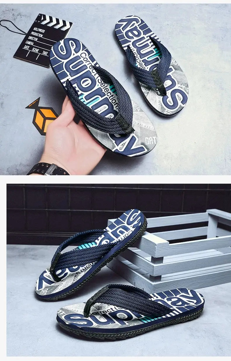 2023 Men’s Flip Flops – Trendy Anti-Skid Casual Beach Slides, Outdoor & Household Sandals