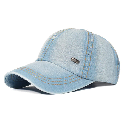 Vintage Washed Cotton Baseball Cap – Adjustable Denim Dad Hat for Men & Women, Low Profile Trucker Style