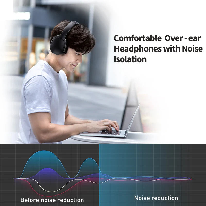 Baseus D02 Pro Wireless Headphones - Bluetooth 5.3, Foldable Sport Headset, Over-Ear Gaming Bluetooth Earbuds