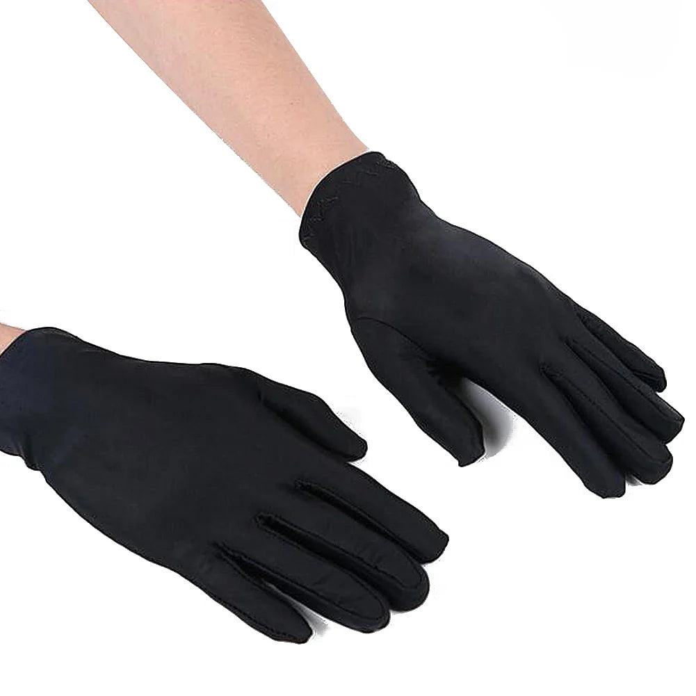 Spring Summer Spandex Stretch Gloves – Thin Elegant Etiquette Dance Gloves for Men & Women, Black & White Formal Jewelry Gloves