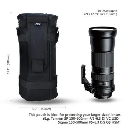 JJC Waterproof Camera Lens Bag — Storage Pouch with Belt for Canon, Nikon, Sony, Fujifilm DSLR