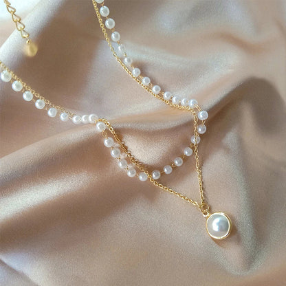 SUMENG 2024 Kpop Pearl Choker Necklace – Double Layer Pendant Jewelry Gift for Women