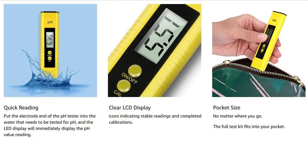 TDS Meter Digital Water Tester - High Accuracy 0-14 PH, 0-9990ppm TDS & EC Meter with LCD for Aquariums & Filters